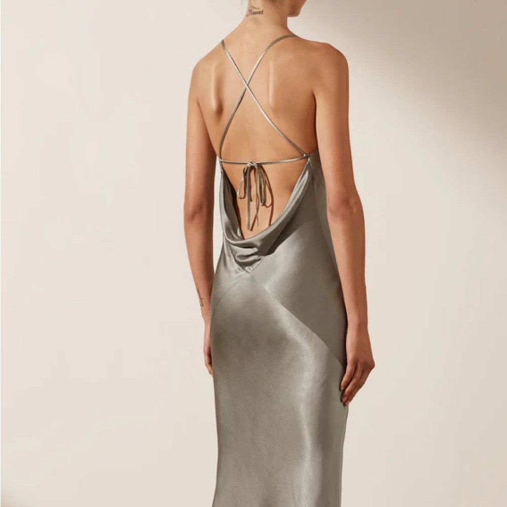 Shona Joy La Lune Backless Midi Dress Sage Size 8
